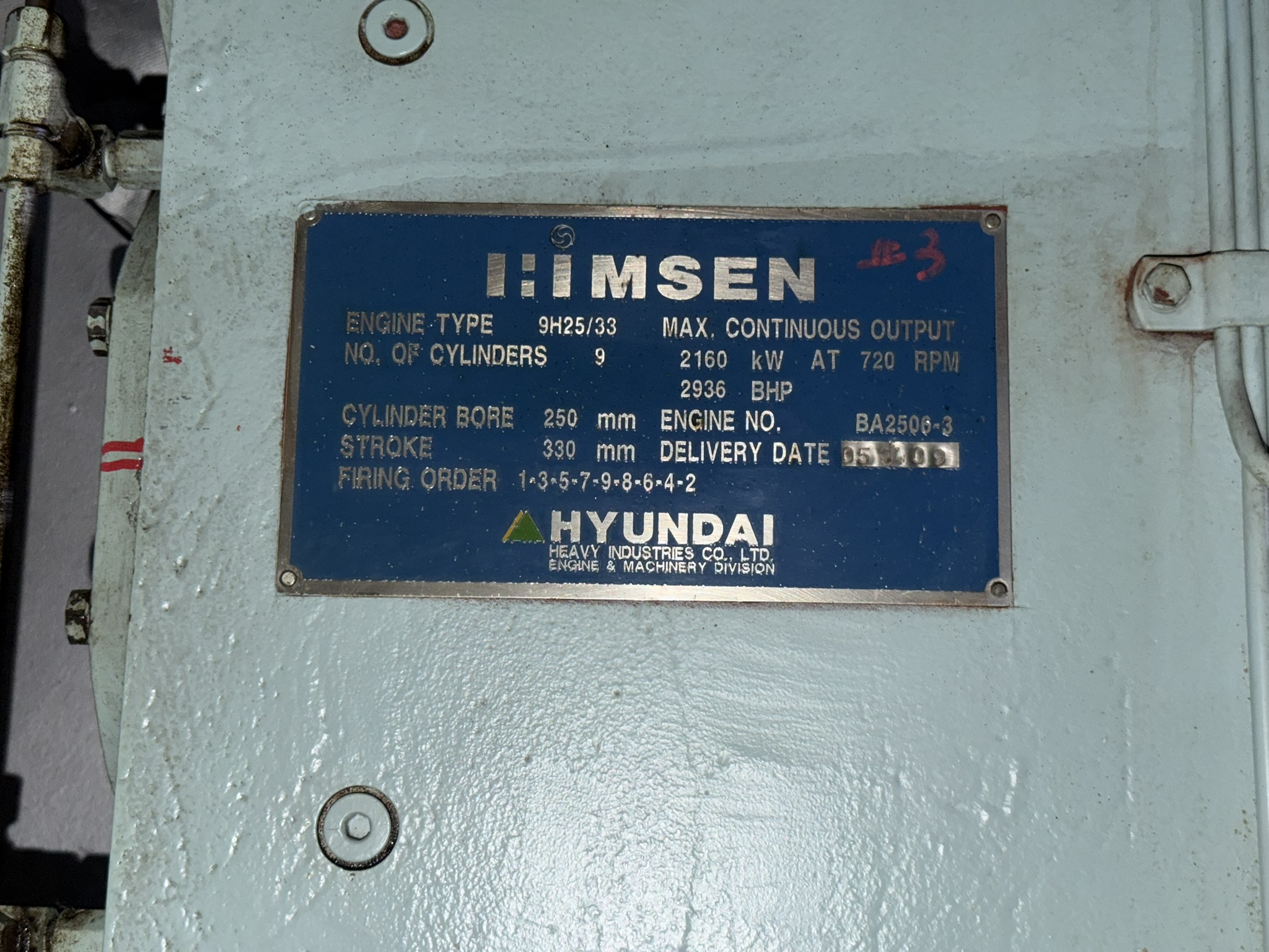 Hyundai HIMSEN 9H25/33 Marine Auxiliary Diesel Generator Engine with Major & Minor Spare Parts
